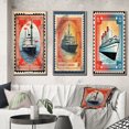 thumbnail image 1 of Designart "Vintage RMS Titanic Postal Stamp II" Boat Framed Wall Art Set Of 3 - Red Modern Frame Gallery Wall Set For Home Decor, 1 of 6