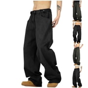AnuYalue Baggy Jeans Hip Hop large jambe patineuse pantalons denim mode décontractée Loose Fit Outdoor Streetwear noir L pour homme