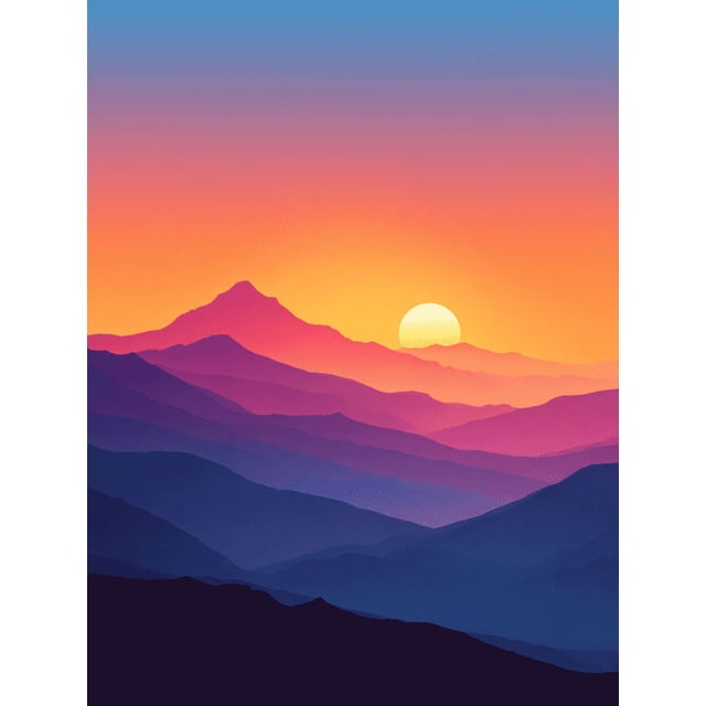 Qisvanset Sunset Mountain Landscape Canvas Print 12x16 Inch Dining Room Art