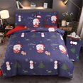 thumbnail image 1 of Christmas Tree Deer Santa Claus Printed Bedding Sets Quilt Cover Set No Comforter (Blue, King), 1 of 7