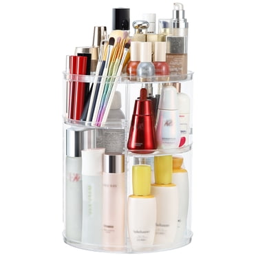 360 Rotating Makeup Organizer and Storage, COOLBEAR Spinning Cosmetic Organizer with 6 Adjustable Layers, Fits Skincare, Perfume, Clear Acrylic