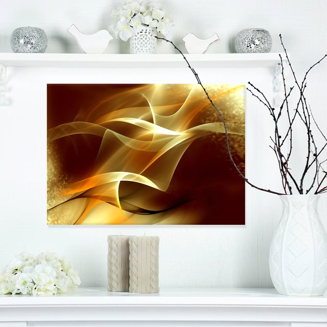 Design Fractal Abstrait Jaune Pâle - Grande Oeuvre d'Art Abstraite sur Toile