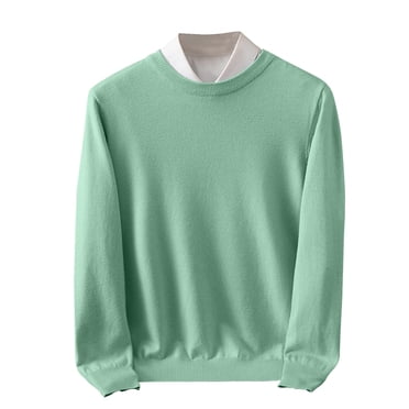 cfhntfmh Chandails pour Hommes Doux à Col Rond Chandails Thermiques de Base Confortables à Manches Longues Chandails Tricotés à Enfiler Automne Hiver Vêtements de Détente