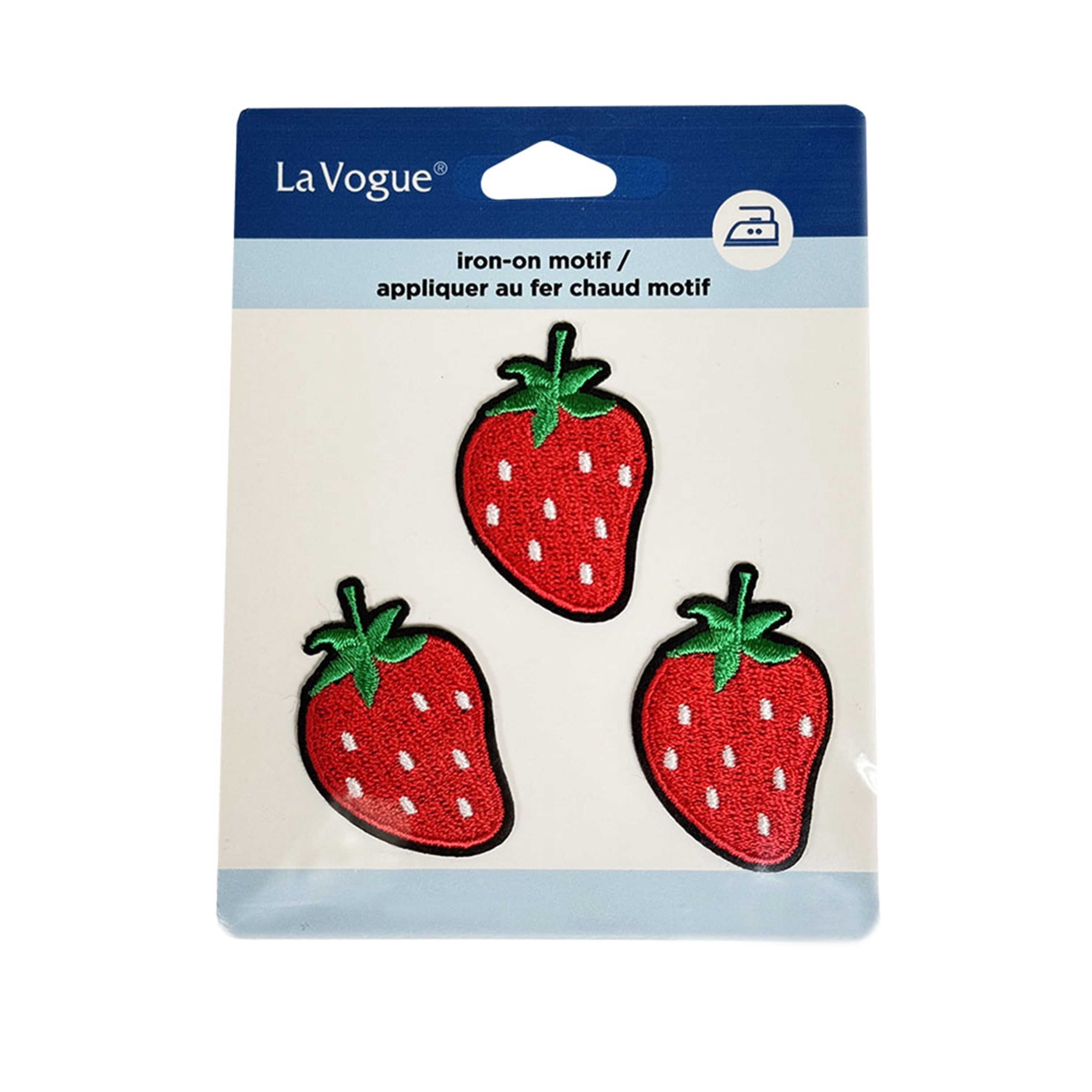 LA VOGUE Strawberry écusson brodé thermocollantes, 3 pièces - ~11.43 × 8.89 cm (4.5 × 3.5 po)