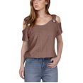 thumbnail image 1 of XMMSWDLA T-Shirt Graphique à Manches Courtes à Col en V pour Femmes Brun Chemises pour Femmes, 1 of 7
