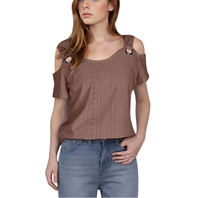 XMMSWDLA T-Shirt Graphique à Manches Courtes à Col en V pour Femmes Brun Chemises pour Femmes