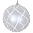 thumbnail image 1 of Vickerman MT198011D 4 in. White Candy Glitter Net Ornament - 3 per Bag, 1 of 3