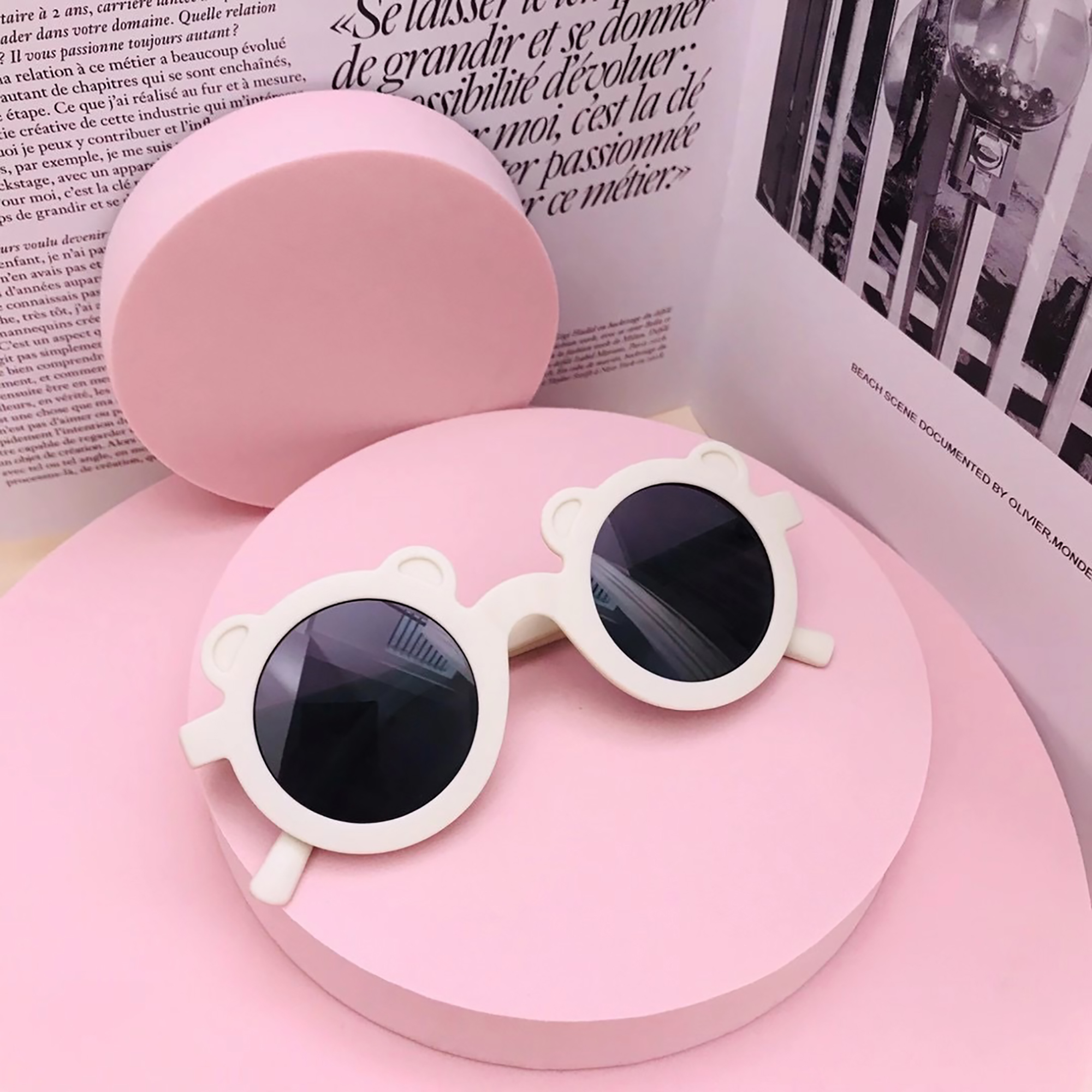 FOCUSNORM Lunettes de Soleil pour Enfants, Monture Ronde pour Garçons et Filles