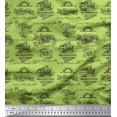 thumbnail image 1 of Soimoi Green Rayon Crepe Fabric Sun & Text Print Fabric by Yard 46 Inch Wide, 1 of 5