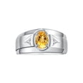 thumbnail image 1 of RYLOS Men's Rings Sterling Silver Classic 7X5MM Oval Gemstone & Diamond Ring Citrine November Birthstone Rings For Men, Men's Rings, Silver Rings, Size 11, 1 of 7