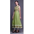 thumbnail image 3 of Bimba Robe Anarkali à Rayures Vert Pâle2 Col Mandarin Sans Manches Kurtis pour Femmes Robe Maxi à Imprimé Grande, 3 of 6