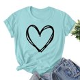 thumbnail image 1 of Styesk T-Shirts pour Femmes Confortables Doux Col Rond T-Shirts Chandail Mode Léger Manches Courtes T-shirt Saint-Valentin Graphique Décontracté Grande Taille Hauts Imprimé Cœur Hauts de Sortie, 1 of 3