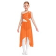thumbnail image 1 of Moggemol Robe de Danse Ballet Lyrique pour Filles une Épaule Sans Manches Découpe Haute Basse Robe en Maille Fluide Orange 12, 1 of 7