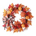thumbnail image 1 of Haute Decor 24 Inch Fall Pumpkin Artificial Wreath w/ 30 Warm White Lights, 1 of 5