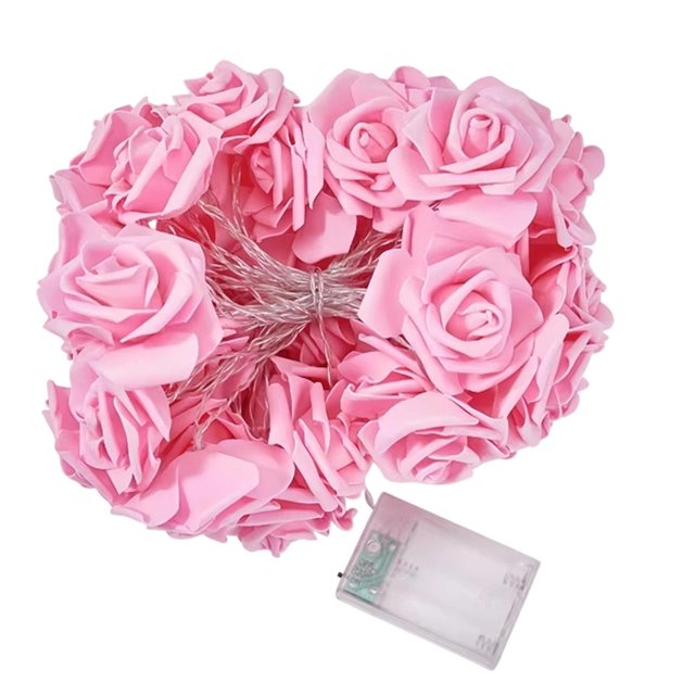 Cheapark LED Rose Flower String Lights 20 Warm White Lights Valentines Day Decoration USB Powered For Bedroom Party