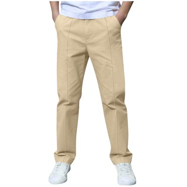 BLVB Boys' School Uniform Pants Elastic Waist Stretch Trousers Straight Fit for Toddler Kids Years 3-14