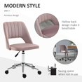 thumbnail image 3 of Mid Back Office Chair Velvet Fabric Swivel Scallop Shape Computer Desk Chair, Pink, 3 of 7