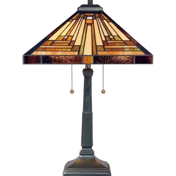 Quoizel TF885T Stephen Tiffany Table Lamp Lighting, 2-Light, 150 Watts, Vintage Bronze (23"H x 16"W)