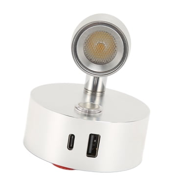Lampe de Lecture pour VR, Projecteur DEL à Intensité Réglable 12 V-24 V avec Veilleuse Bleue, Interrupteur Tactile et Port USB, Lampe de Chevet Intérieure Pivotante à DEL pour Bateau, Fourgonnette, Remorque, Autocaravane