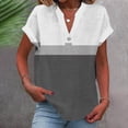thumbnail image 2 of fatyb Womens Printed V Neck Tops Short Sleeve Button V Neck Tshirts Lightweight Summer Beach Blouses, 2 of 5