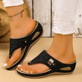 thumbnail image 2 of Orthopedic Wedge Slides Sandals for Women Wide Width Comfortable Leather Arch Support Walking Flip Flops, 2 of 4