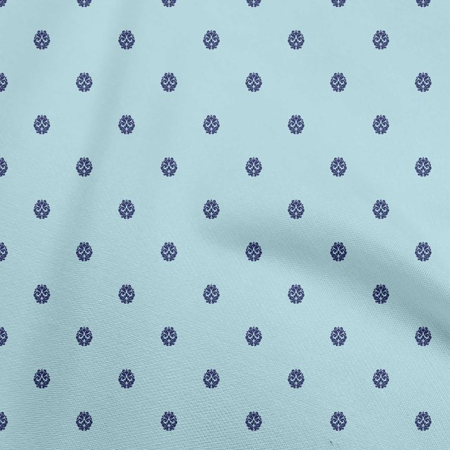 oneOone Silk Tabby Light Blue Fabric Asian Block Print Sewing Craft Projects Fabric Prints By Yard 42 Inch Wide