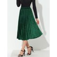 thumbnail image 2 of INSPIRE CHIC Jupe Midi Évasée Plissée en Velours à Taille Haute Élastique pour Femme, 2 of 6