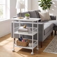 thumbnail image 1 of GOGRANT 3-Tier Mobile Utility Cart, Heavy Duty Rolling Storage Stand with Lockable Casters, Industrial Embossed MDF Shelves for Office Printer Stand, Kitchen, Classroom, 1 of 9