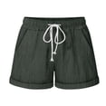 thumbnail image 1 of Dealovy Womens Cotton Linen Shorts Drawstring High Rise Solid Color Summer Lighjtweight Beach Shorts, 1 of 6