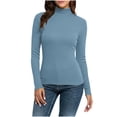 thumbnail image 2 of HongQid Chandails à Col Roulé à Manches Longues pour Femmes sous-Vêtements Thermiques Hauts Basiques Coupe Ajustée Mode d'Automne Haut Léger, 2 of 9