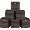 thumbnail image 1 of SONGMICS Storage Cubes, Set of 6 Storage Bins with Handles, Foldable Oxford Fabric and Non-Woven Fabric Storage Boxes, 11.8 x 11.8 x 11.8 Inches, Chestnut Brown, 1 of 6