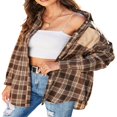thumbnail image 3 of Femmes Veste à Carreaux Manches Longues Col Rabattu Fermeture Boutonnée Casual Tops Outwear, 3 of 7