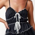 thumbnail image 1 of Gupgi Women Ruched Tank Top Spaghetti Strap Deep V Neck Tie Front Camisole Sleeveless Ruffle Cami Tops, 1 of 7