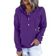 thumbnail image 1 of Timegard Hoodies for Women Button Long Sleeve Sweatshirts Pullover Fall Winter Loose Top with Pocket, 1 of 6
