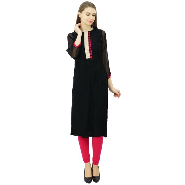 Phagun Kurta Droite en Georgette, Tunique de Designer, Haut Indien Chic, Kurti pour Femmes