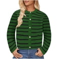 thumbnail image 1 of MeetoTime Women's Long Sleeve Striped Cardigan Sweaters Button Down Open Front Long Sleeve Knit Outwear with Pockets, 1 of 7
