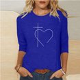 thumbnail image 2 of Blouses pour Femmes, T-Shirt Imprimé Mi-Longueur Manches 3/4 Col Rond Décontracté, Blouses pour Femmes T-Shirts pour Femmes, 2 of 3