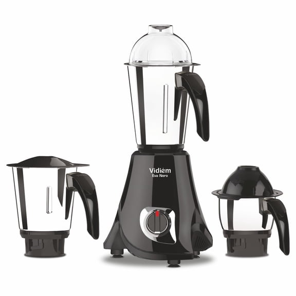 Vidiem Eva Nero 650W / 110V Indian Mixer, Spice & Coffee Grinder, Blender, Multifunctional SS Jars - for Use in Canada / USA