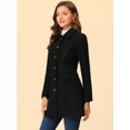 thumbnail image 3 of INSPIRE CHIC Women's Peter Pan Collar Single Breasted Mid Length Overcoat Black L, 3 of 6