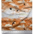 thumbnail image 1 of Soimoi Modal Satin Fabric Clouds & Flying Swift Bird Print Fabric by the Yard 42 Inch Wide, 1 of 3