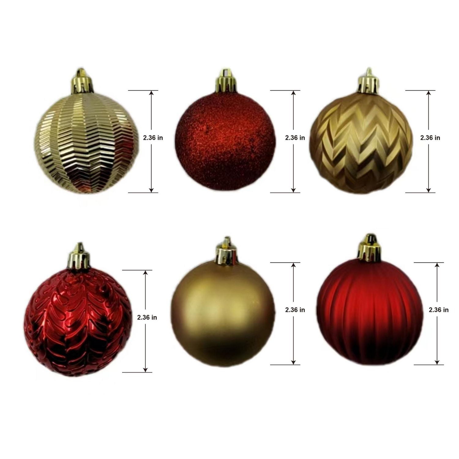 Décorations incassables Holiday Time, 24 unités, rouge/doré