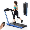thumbnail image 1 of Gymax Tapis Roulant Motorisé Pliant pour Dessous de Bureau Tapis Roulant Électrique avec Appli Bleu, 1 of 10