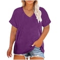 thumbnail image 1 of Birdeem Blouses for Women Womens Oversized V-Neck Short Sleeved Solid Color Summer Bottom T-Shirt, 1 of 1