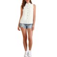 thumbnail image 2 of INSPIRE CHIC Chemise Sans Manches à Col Pointu à Simple Boutonnage pour Femme TG Blanc, 2 of 7
