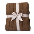 thumbnail image 4 of Brown Soft Knitted Cable Throw Blanket, 4 of 4