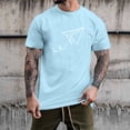 thumbnail image 2 of BOBOGOJP T-Shirt en Coton à Manches Courtes Extensible T-Shirt à Manches Courtes à Col Rond (Bleu Clair,G), 2 of 5