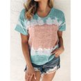 thumbnail image 1 of pxiakgy T-Shirts pour Femmes Printemps Été Décontracté Col Rond Manches Courtes Imprimé Grande Taille Haut T-Shirts Femmes Bleu Ciel + 3TG, 1 of 7