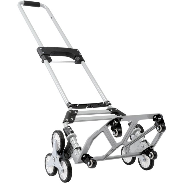 VEVOR Chariot d'Escalade, Capacité de Charge de 220 lbs, Chariot à Main Pliable avec Poignée Réglable de 32.3-45,7 Pouces, 4 Roues Universelles et 2 Cordes Élastiques, Multipurpose Dolly pour Entrepôt Magasinage