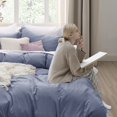thumbnail image 3 of Bedsure Slate Blue Duvet Cover Queen Size - Soft Prewashed Queen Duvet Cover Set, 3 Pieces, 1 Duvet Cover 90x90 Inches with Zipper Closure and 2 Pillow Shams, Comforter Not Included, 3 of 6
