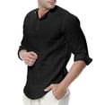thumbnail image 1 of CEHVOM Men's Spring And Autumn Casual Solid Color Cotton And Linen Loose Coat Shirt, 1 of 6